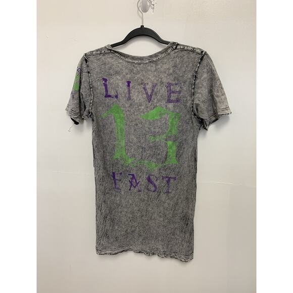 Affliction Reversible Women’s V Neck T Shirt Grunge Distressed Punk M Y2K - Picture 5 of 6